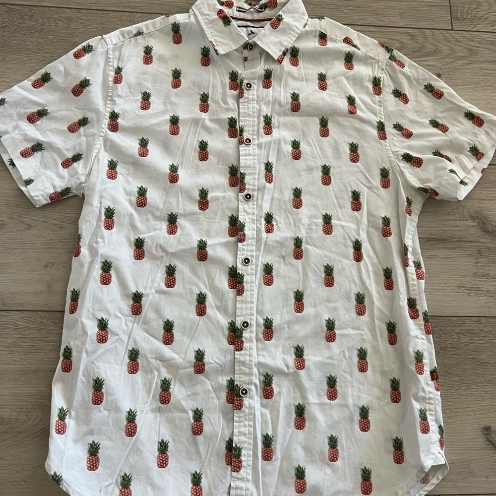 Denim & Flower White Pineapple Print Shirt